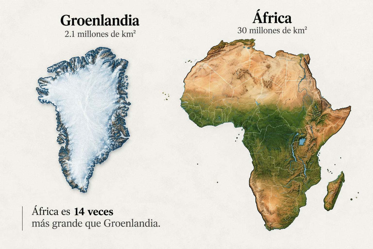 Groenlandia y África según Mercator