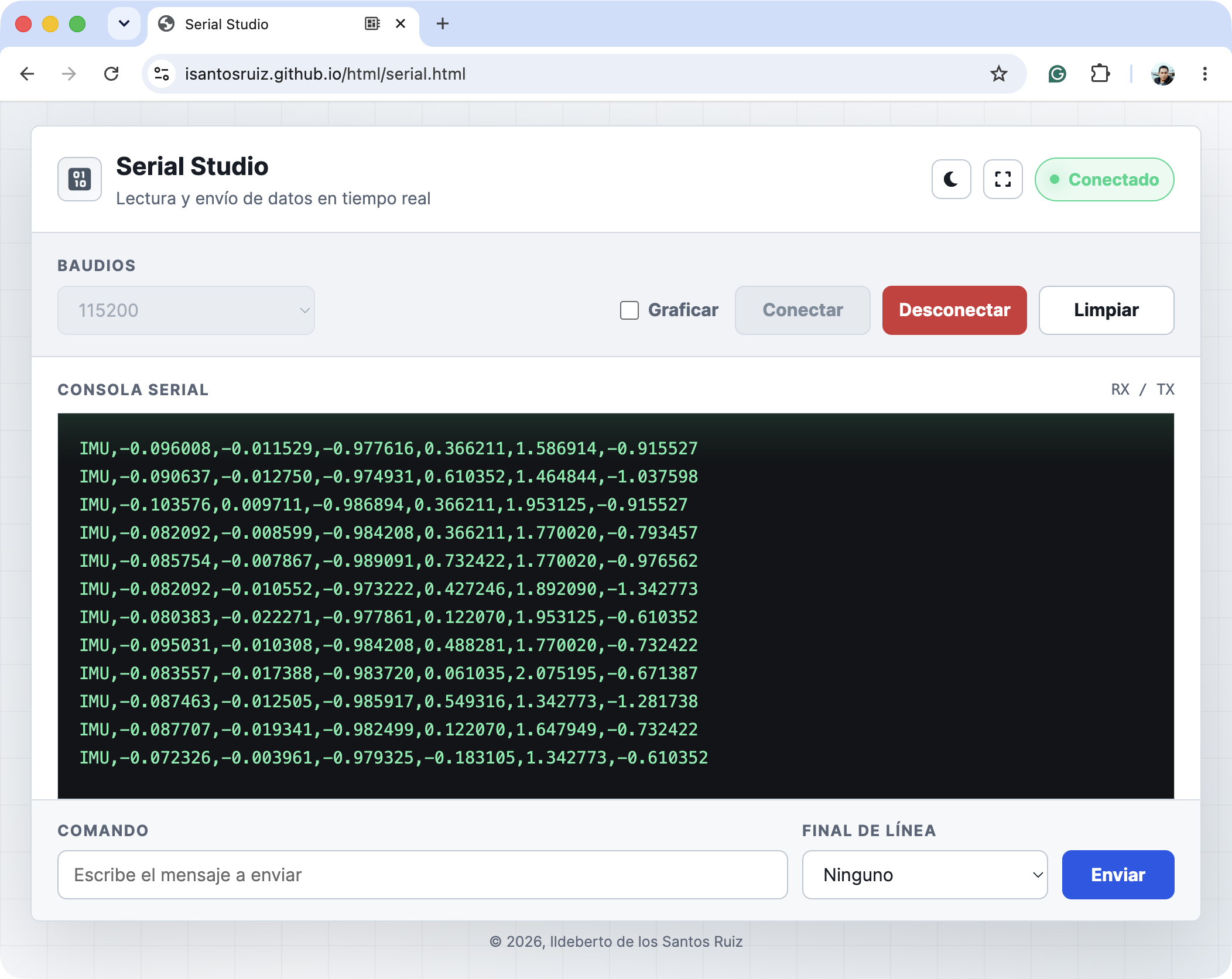 Interfaz de Serial Studio